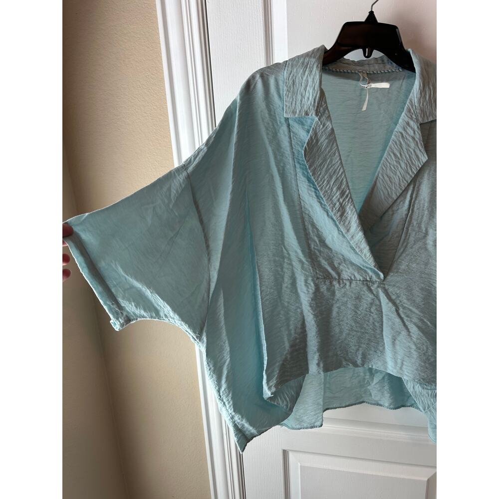 Light Blue Anthropologie Blouse Dolman Sleeve Oversized - Picture 2 of 7